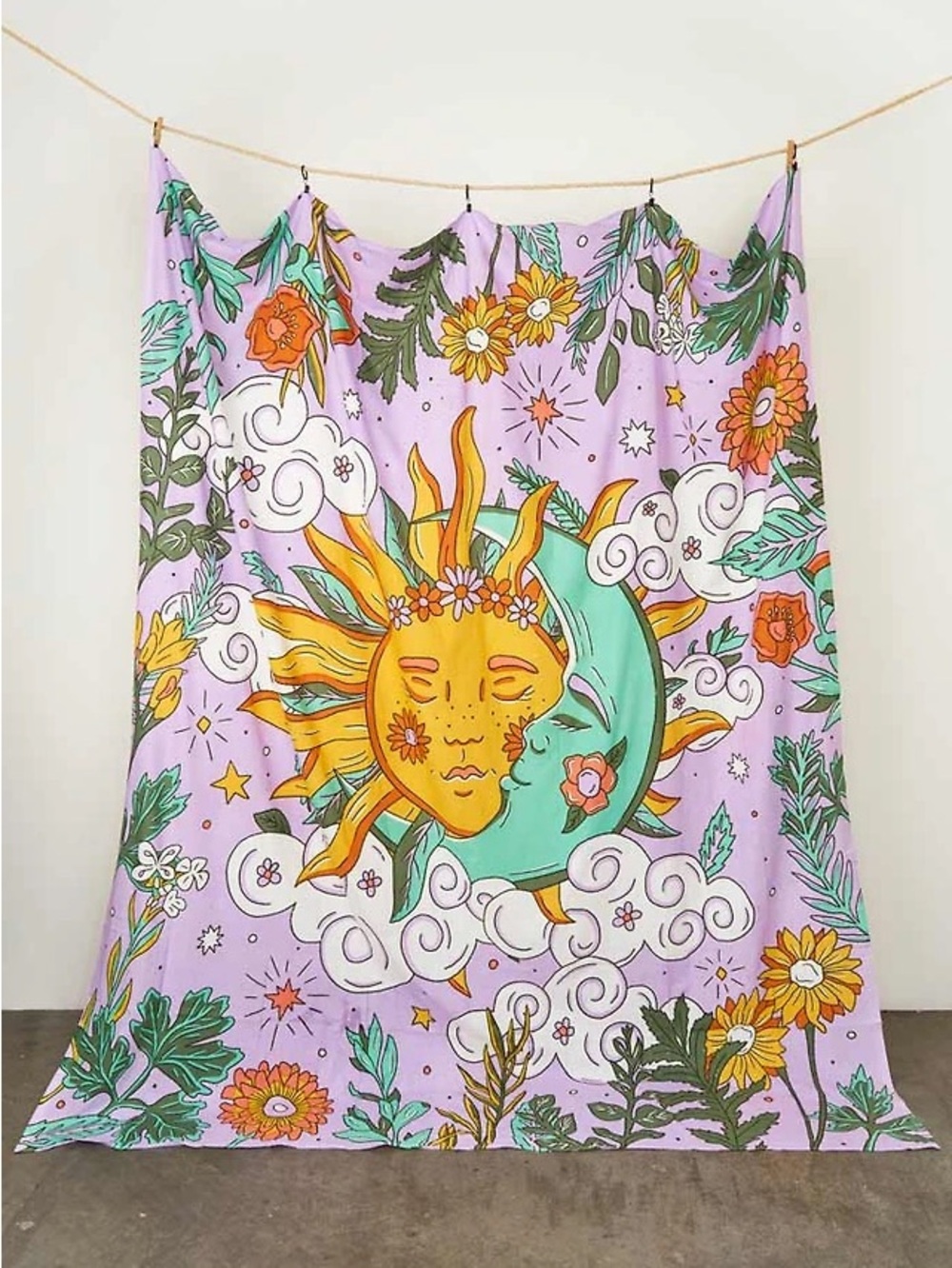 Boho Sun & Moon Lavender Tapestry